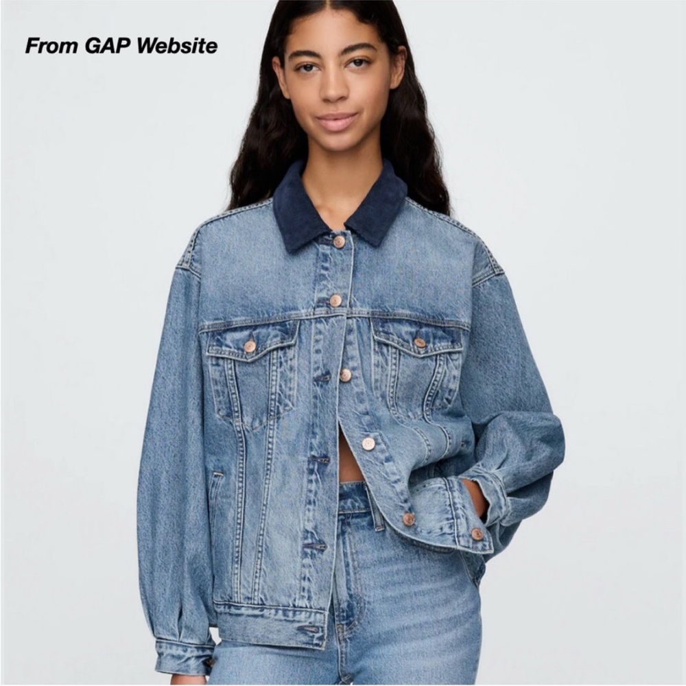 NWT: GAP X DOEN OVERSIZED ICON DENIM JACKET IN WASHED MEDIUM BLUE L & XL